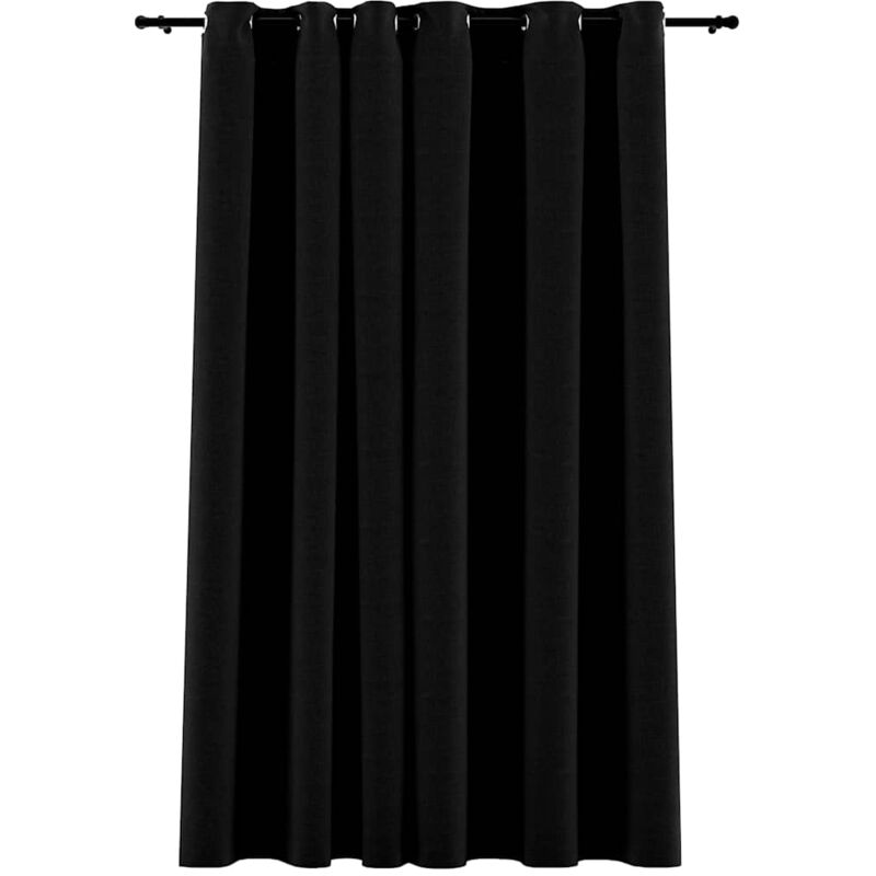 

Cortina opaca con ojales look de lino negro 290x245 cm - Negro - Vidaxl