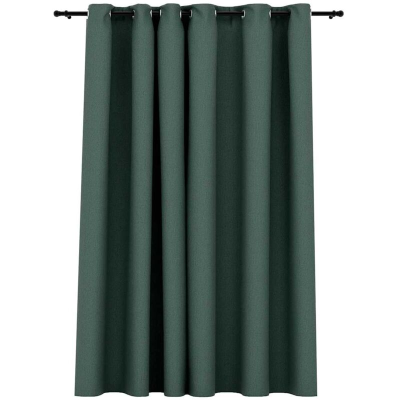 

Cortina opaca con ojales look de lino verde 290x245 cm - Verde - Vidaxl