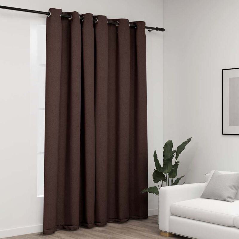 

Cortina opaca con ojales look de lino gris taupe 290x245 cm - Gris Topo - Vidaxl