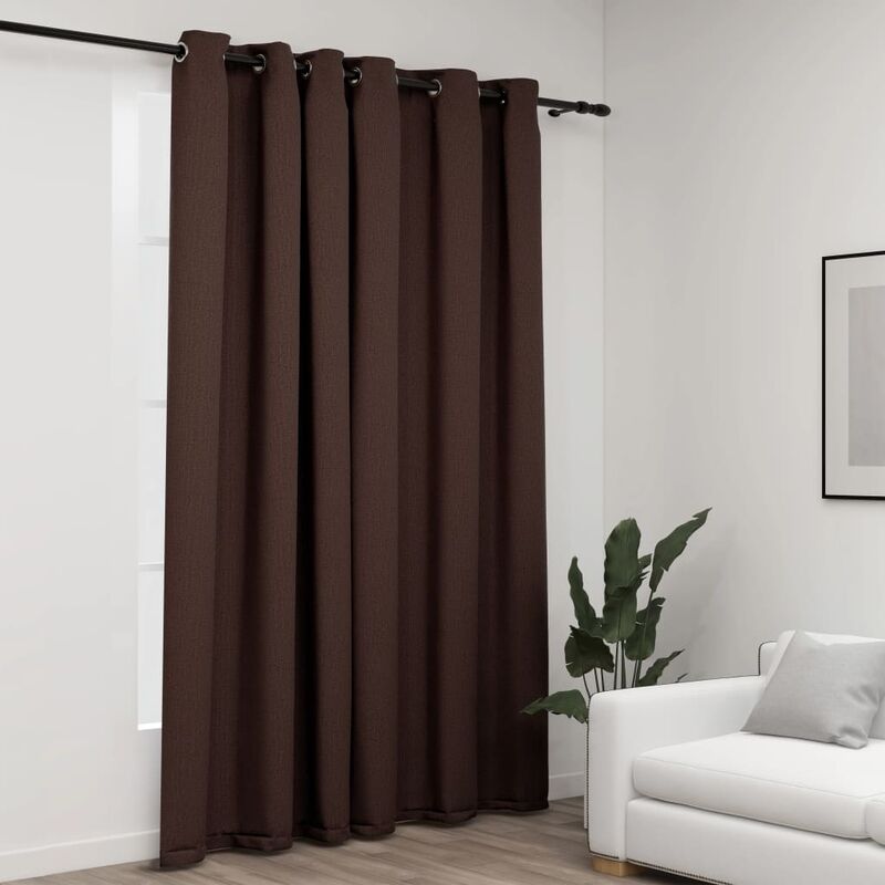 

Cortina opaca con ojales look de lino gris taupe 290x245 cm
