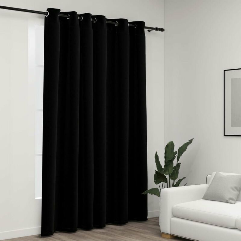 

Cortina opaca con ojales look de lino negro 290x245 cm