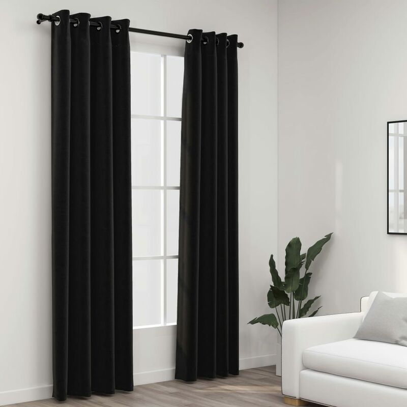 

Cortina opaca con ojales look lino 2 pzas antracita 140x245 cm