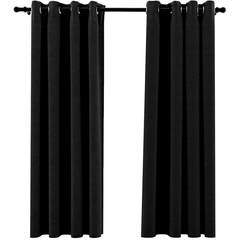 

Cortina opaca con ojales look lino 2 pzas antracita 140x175 cm - Antracita - Vidaxl