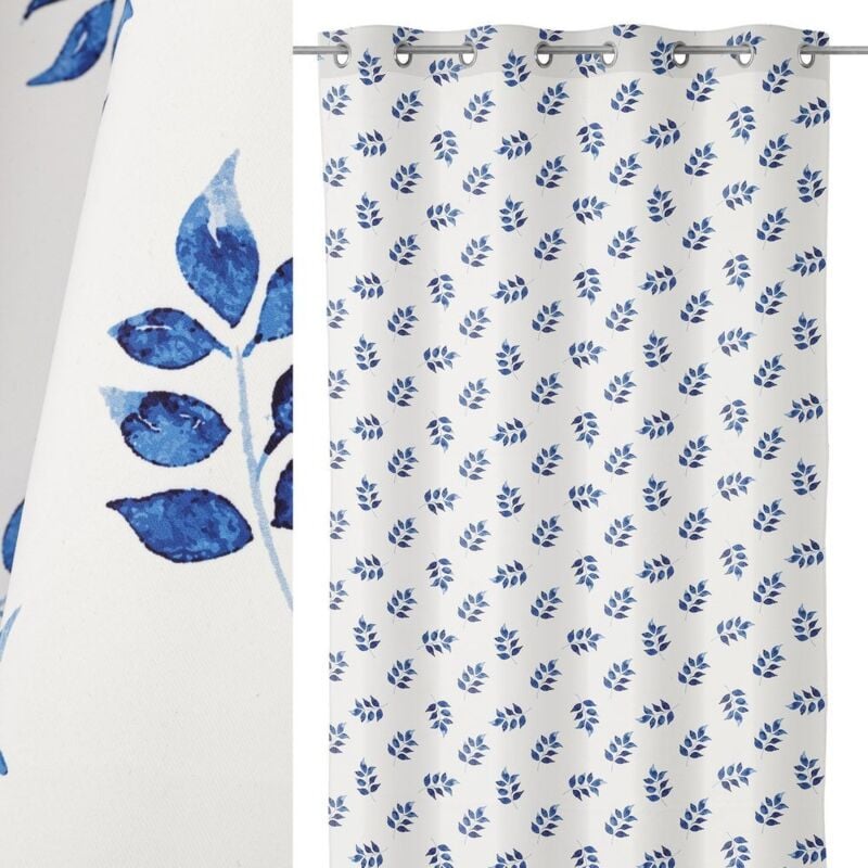 

Cortina opaca de hojas azul rústica de poliéster de 260x140cm