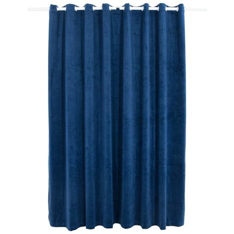 Cortina opaca y anillas metal terciopelo azul oscuro 290x245 cm vidaXL