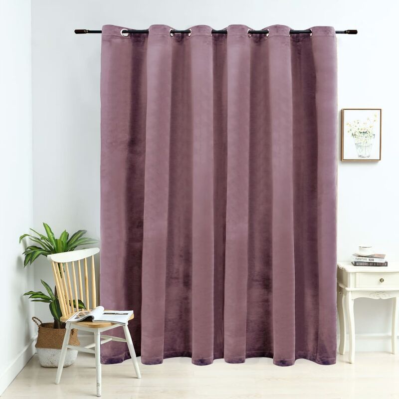 

Cortina opaca y anillas metal terciopelo rosa viejo 290x245cm