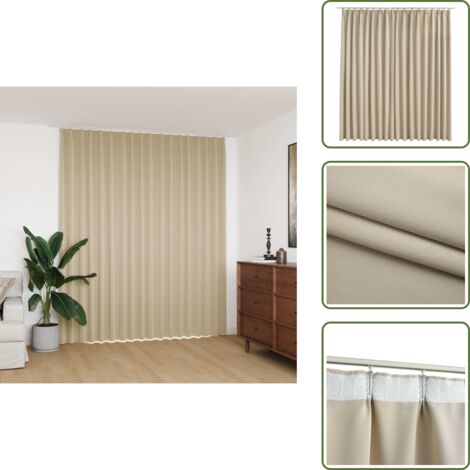Cortina para dormitorio - vidaXL Cortina opaca con ganchos beige 290x245 cm - Cortina para oficina