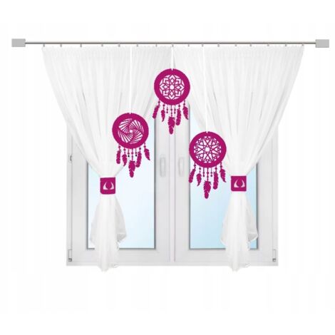 Cortina para ventana de niña, estampado de atrapasueños, rosa, 400 x 145 cm