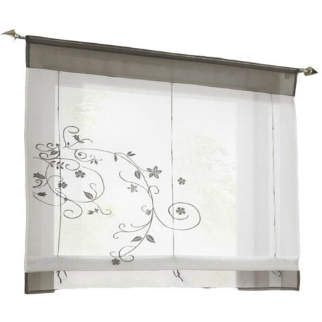 Cortina romántica 100X140cm con lazo para cocina y balcón (gris)