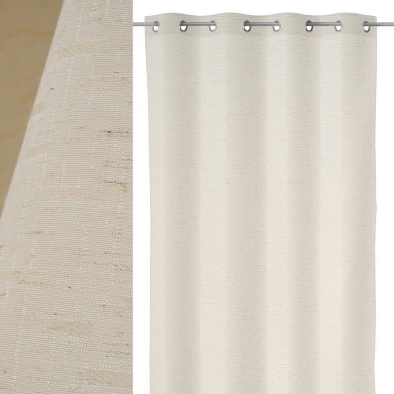 

Lolahome - Cortina textura beige de poliéster y lino de 135x260 cm