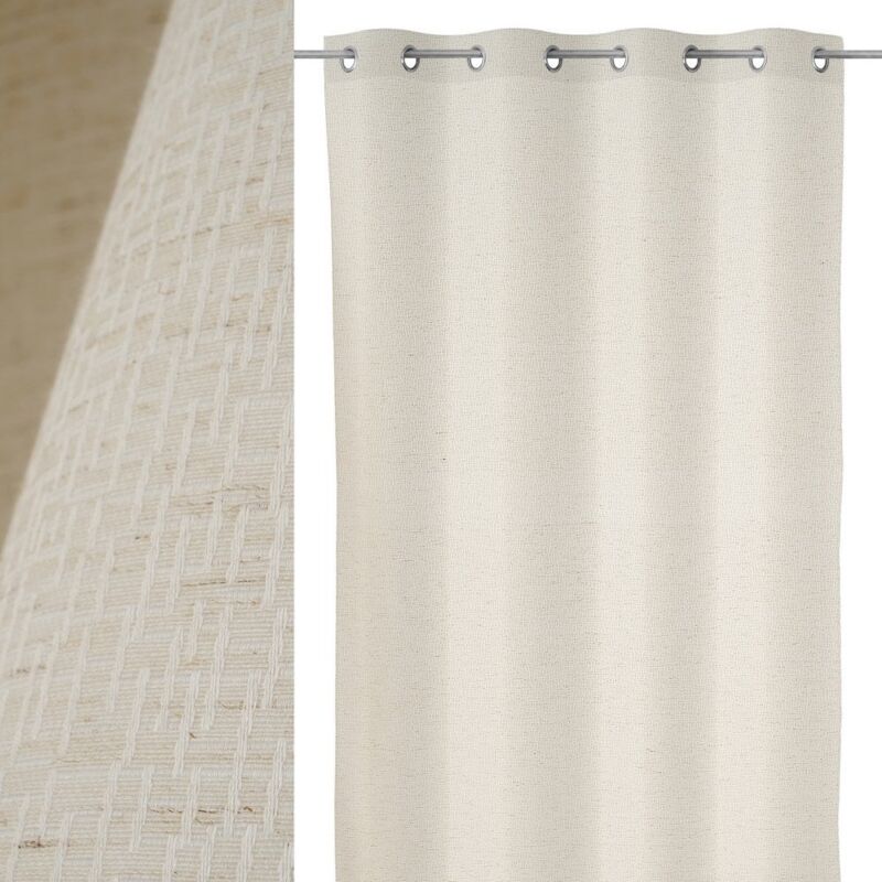

Cortina textura beige de poliéster y lino de 135x260 cm