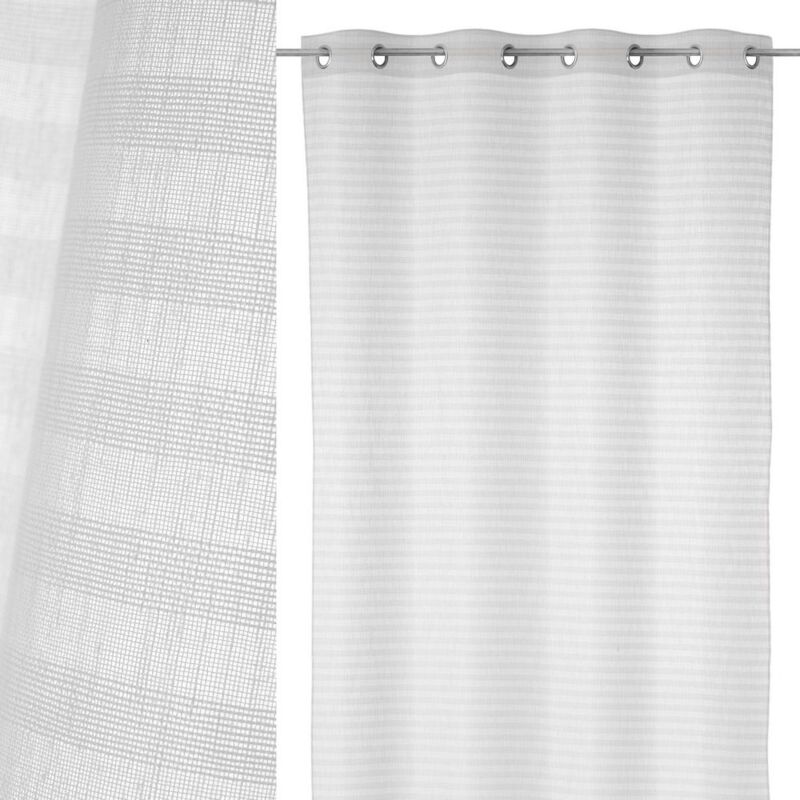 

Lolahome - Cortina textura rayas blanca de poliéster de 140x260 cm