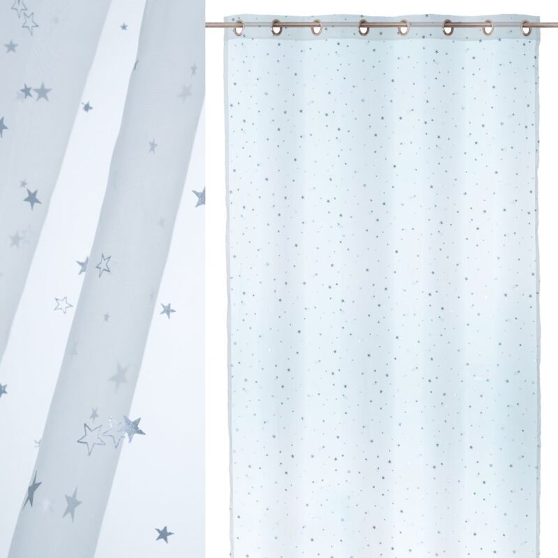 

Lolahome - Cortina visillo azul de microfibra de 260x140 cm