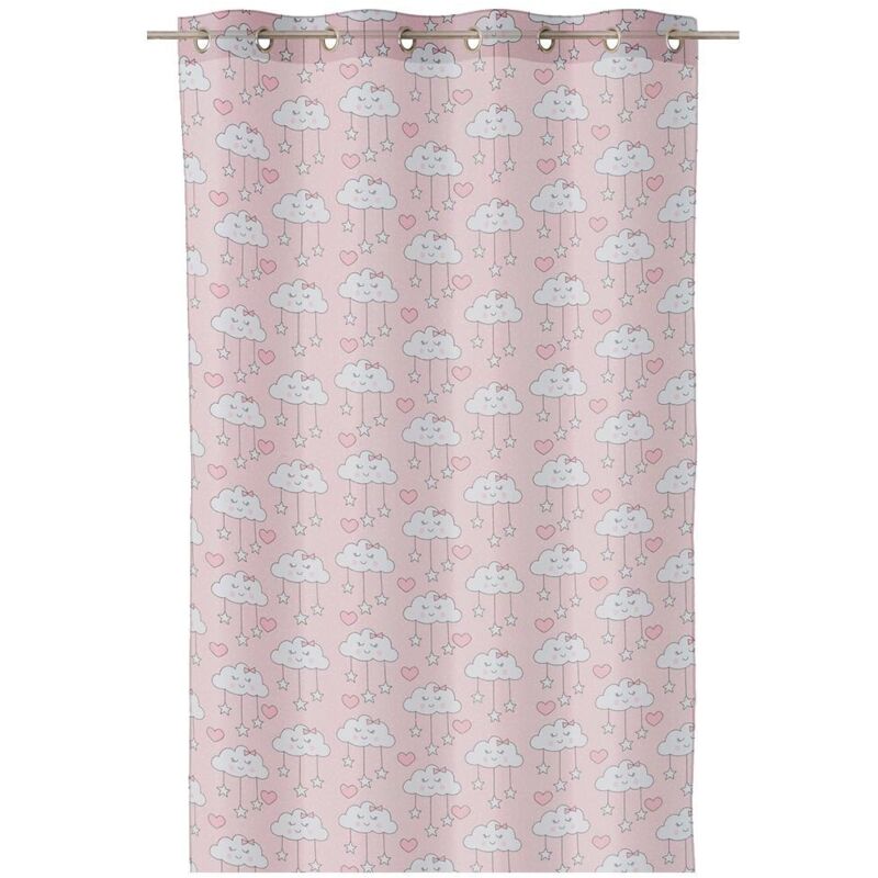 

Cortina visillo infantil rosa de microfibra de 260x140 cm