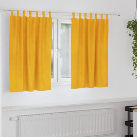 Cortinas 2 pcs Amarillo mostaza 140 x 140 cm Terciopelo
