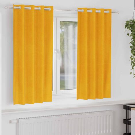 Cortinas 2 pcs Amarillo Mostaza 140 x 175 cm Terciopelo