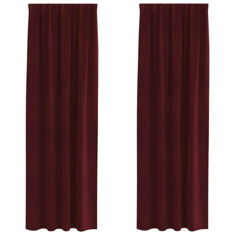 Cortinas 2 pcs Rojo vino tinto 140 x 260 cm Terciopelo vidaXL
