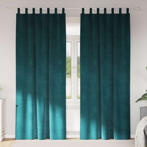 Cortinas 2 pcs Verde oscuro 140 x 245 cm Terciopelo