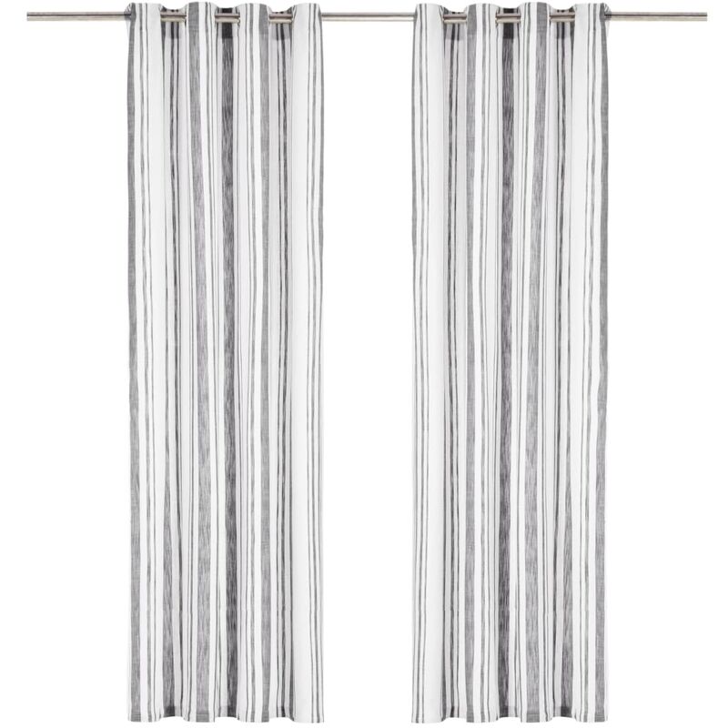

Cortinas anillas metal 2 pzas algodón rayas antracita 140x245cm