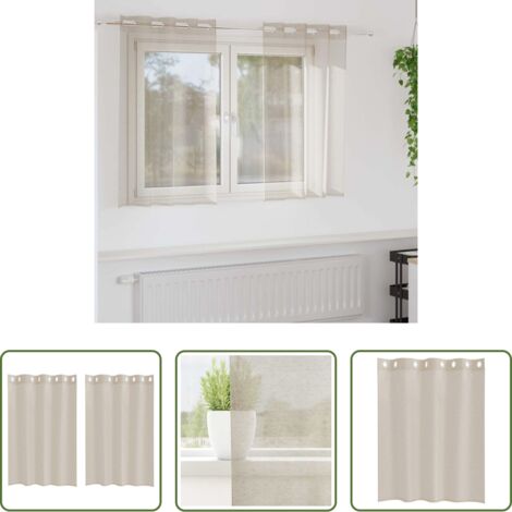 Cortinas arena -  Cortina de Voilé 2 pcs Arena 140 x 140 cm Poliéster