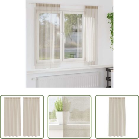 Cortinas arena -  Cortina de Voilé 2 pcs Arena 175 x 140 cm Poliéster