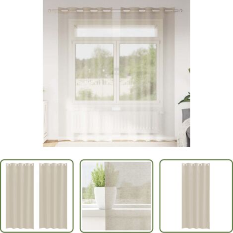 Cortinas arena -  Cortina de Voilé 2 pcs Arena 245 x 140 cm Poliéster