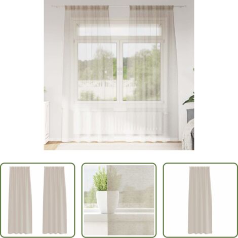 Cortinas arena -  Cortina de Voilé 2 pcs Arena 260 x 140 cm Poliéster