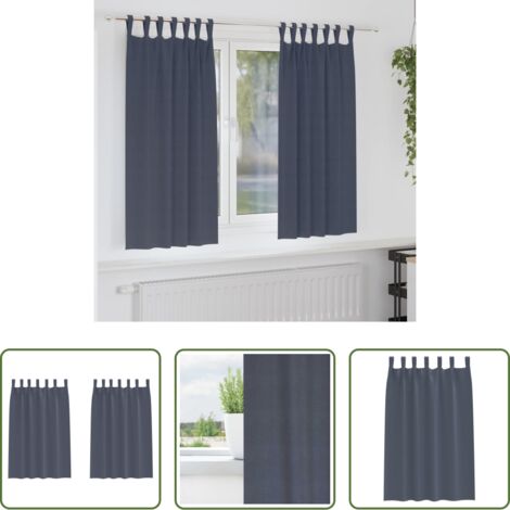 Cortinas blackout -  Cortinas Opacas con Anillas 2 pcs Antracita 175 x 140 cm