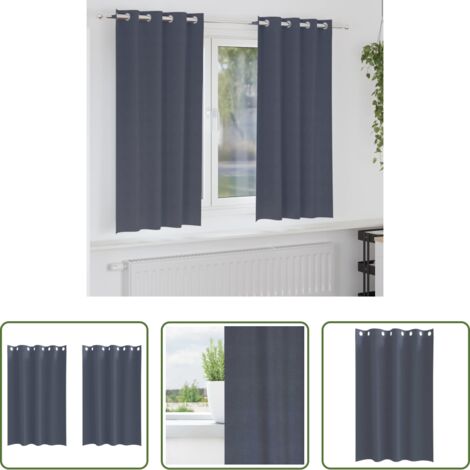 Cortinas blackout -  Cortinas Opacas con Anillas 2 pcs Antracita 175 x 140 cm
