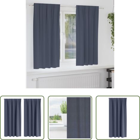 Cortinas blackout -  Cortinas Opacas con Anillas 2 pcs Antracita 175 x 140 cm