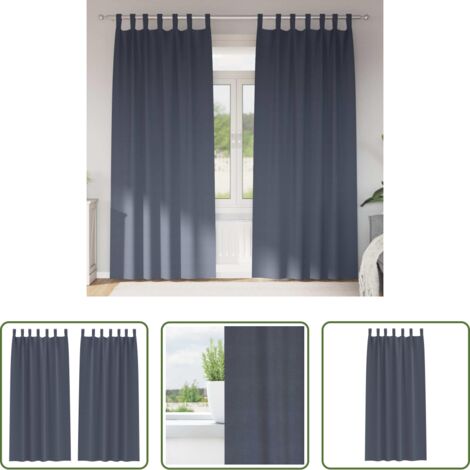 Cortinas blackout -  Cortinas Opacas con Anillas 2 pcs Antracita 225 x 140 cm