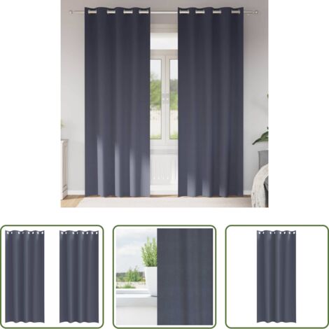 Cortinas blackout -  Cortinas Opacas con Anillas 2 pcs Antracita 245 x 140 cm