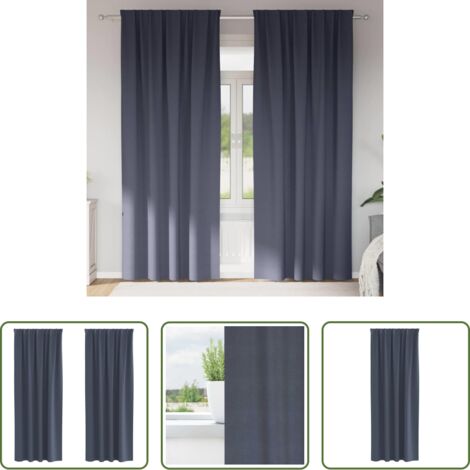 Cortinas blackout -  Cortinas Opacas con Anillas 2 pcs Antracita 245 x 140 cm