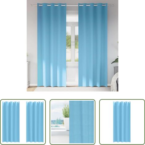 Cortinas blackout -  Cortinas Opacas con Anillas 2 pcs Azul Claro 245 x 140 cm