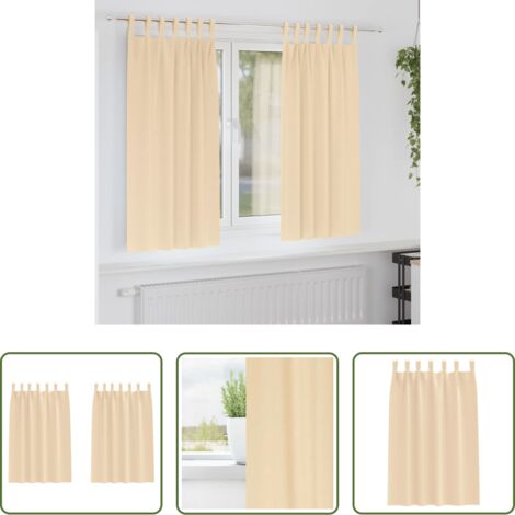 Cortinas blackout -  Cortinas Opacas con Anillas 2 pcs Crema 175 x 140 cm Poliéster