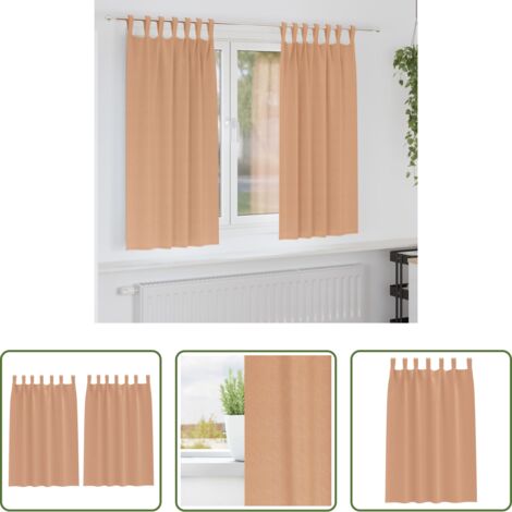 Cortinas blackout -  Cortinas Opacas con Anillas 2 pcs Marrón Claro 175 x 140 cm