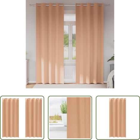 Cortinas blackout -  Cortinas Opacas con Anillas 2 pcs Marrón Claro 260 x 140 cm