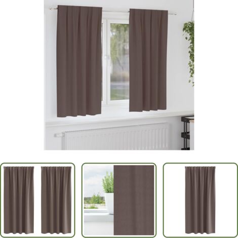 Cortinas blackout -  Cortinas Opacas con Anillas 2 pcs Marrón Oscuro 175 x 140 cm