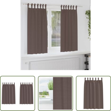 Cortinas blackout -  Cortinas Opacas con Anillas 2 pcs Marrón Oscuro 175 x 140 cm