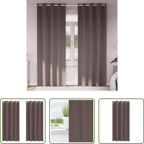 Cortinas blackout -  Cortinas Opacas con Anillas 2 pcs Marrón Oscuro 225 x 140 cm