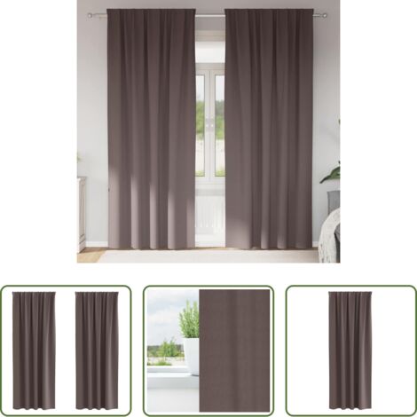 Cortinas blackout -  Cortinas Opacas con Anillas 2 pcs Marrón Oscuro 260 x 140 cm