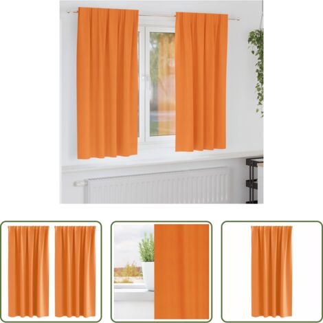 Cortinas blackout -  Cortinas Opacas con Anillas 2 pcs Naranja 175 x 140 cm