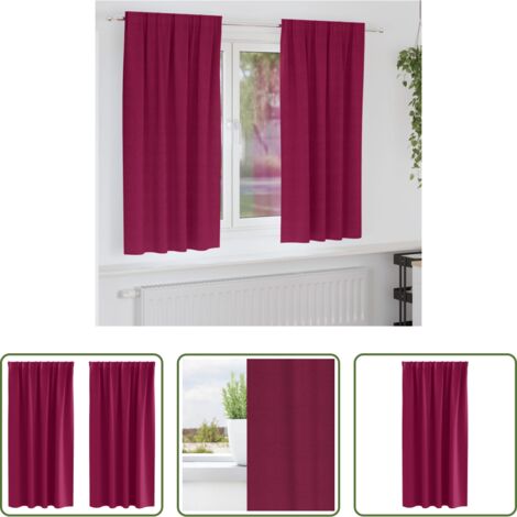 Cortinas blackout -  Cortinas Opacas con Anillas 2 pcs Rojo vino 175 x 140 cm