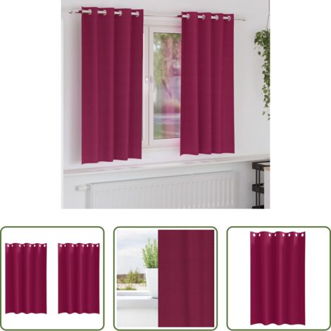Cortinas blackout -  Cortinas Opacas con Anillas 2 pcs Rojo vino 175 x 140 cm