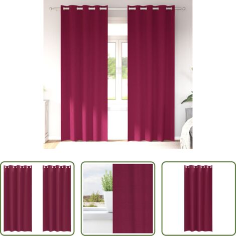 Cortinas blackout -  Cortinas Opacas con Anillas 2 pcs Rojo vino 245 x 140 cm