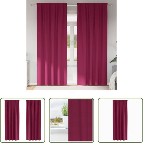 Cortinas blackout -  Cortinas Opacas con Anillas 2 pcs Rojo vino 245 x 140 cm
