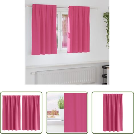 Cortinas blackout -  Cortinas Opacas con Anillas 2 pcs Rosa Brillante 140 x 140 cm
