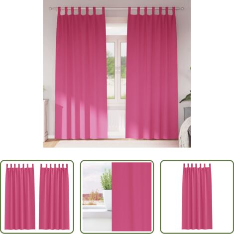 Cortinas blackout -  Cortinas Opacas con Anillas 2 pcs Rosa Brillante 245 x 140 cm