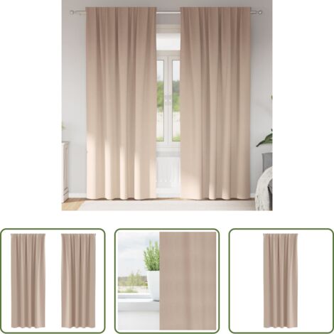 Cortinas blackout -  Cortinas Opacas con Anillas 2 pcs Taupé 260 x 140 cm Poliéster