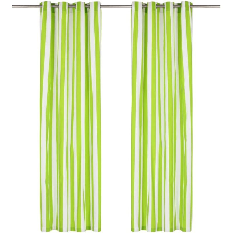 

Cortinas con anillas de metal 2 pzas tela verde rayas 140x225cm